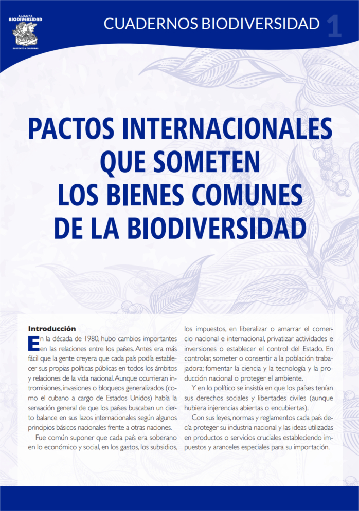 Grafica alusiva a PACTOS INTERNACIONALES  QUE SOMETEN  LOS BIENES COMUNES  DE LA BIODIVERSIDAD