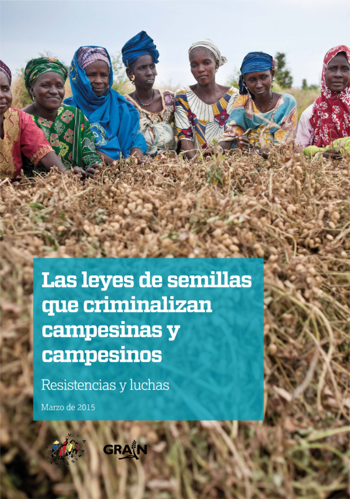 Gráfica alusiva a Las leyes de semillas  que criminalizan  campesinas y  campesinos