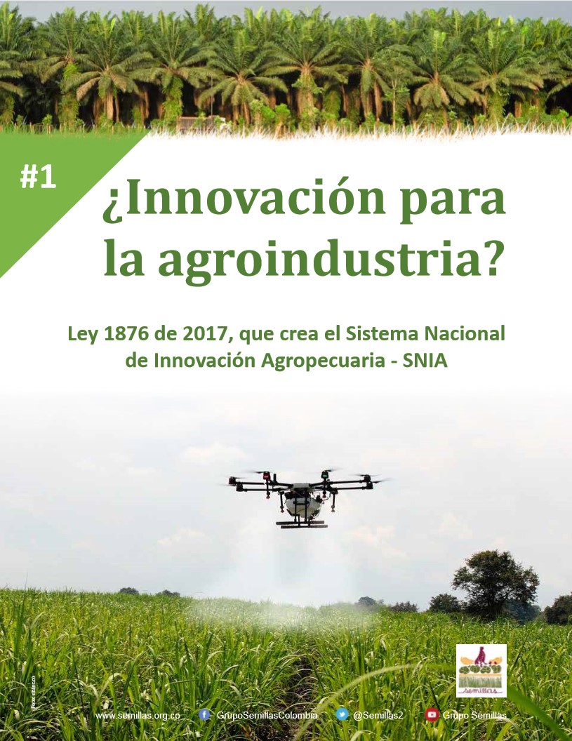 Grafica alusiva a ¿Innovación para la agroindustria? Ley 1876 de 2017, que crea el Sistema Nacional  de Innovación Agropecuaria –SNIA 