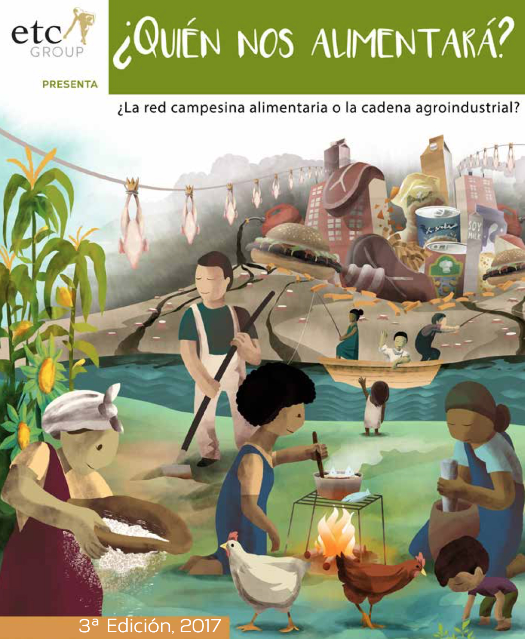 Grafica alusiva a ¿Quién nos alimentará? ¿La red campesina alimentaria o la cadena agroindustrial?