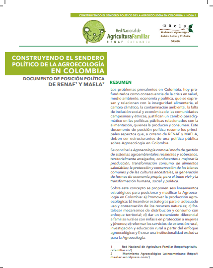 Grafica alusiva a CONSTRUYENDO EL SENDERO POLÍTICO DE LA AGROECOLOGÍA EN COLOMBIA