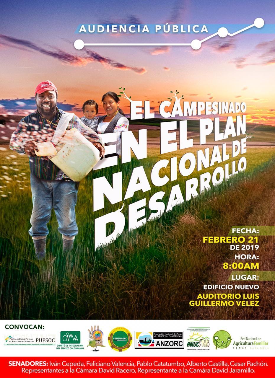 Grafica alusiva a Audiencia Pública: El Campesinado en el Plan Nacional de Desarrollo.